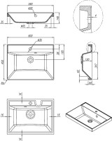 Тумба с раковиной AQUAme S1 60 подвесная, 2 ящика, белый глянец