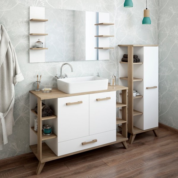 Мебель для ванной комнаты Sanflor Ингрид 120, белый матовый, швейцарский вяз