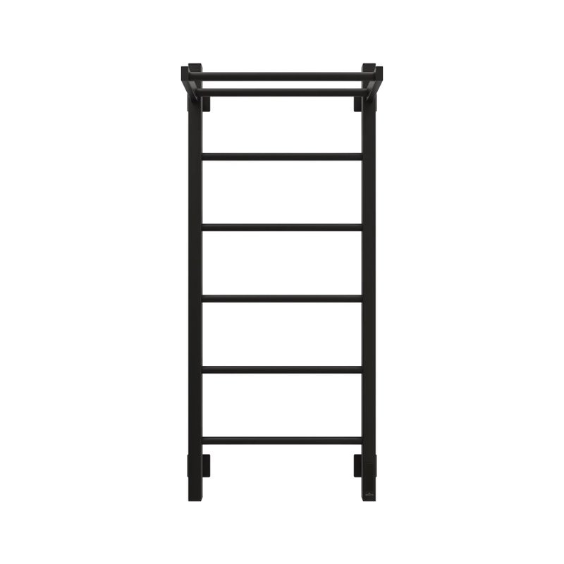 Полотенцесушитель электрический Grota App 430х1000 RAL9005 EL 100x45 см, подключение справа, слева, скрытое подключение справа, матовый черный, лесенка, из стали, с полкой