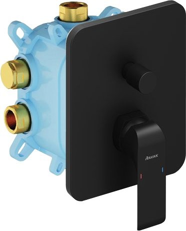 Встраиваемый смеситель для душа и ванны Ravak Flat X070179 С ВНУТРЕННЕЙ ЧАСТЬЮ, черный матовый