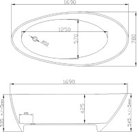 Ванна из искусственного камня Фэма Стелла 4607146341453 без опоры 170x80 см, отдельностоящая, белая, овальная
