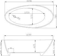 Ванна из искусственного камня Фэма Стелла 4607146341453 без опоры 170x80 см, отдельностоящая, белая, овальная