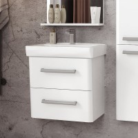 Тумба с раковиной Belux Портленд НП 55-02 подвесная, 2 ящика, глянцевая белая