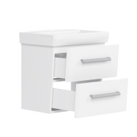 Тумба с раковиной Belux Портленд НП 55-02 подвесная, 2 ящика, глянцевая белая