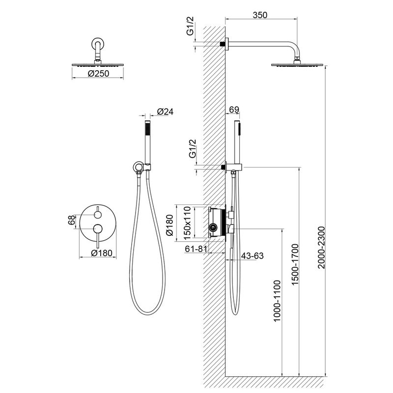 Душевой комплект Timo Saona SX-2369/13SM С ВНУТРЕННЕЙ ЧАСТЬЮ, никель