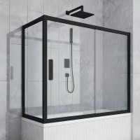 Шторка на ванну Kubele DE019 PR-CLN-BLMT 150х70 см, профиль матовый черный