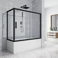 Шторка на ванну Kubele DE019 PR-CLN-BLMT 150х70 см, профиль матовый черный