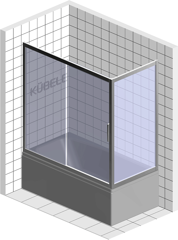 Шторка на ванну Kubele DE019 PR-CLN-BLMT 150х70 см, профиль матовый черный