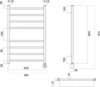 Полотенцесушитель электрический Domoterm Квадро П8 50x80 ER, хром, R