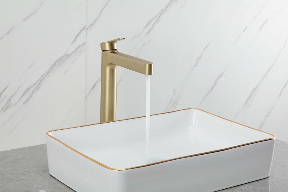 Смеситель для раковины Gappo G99-33 G1099-83 золотой сатин