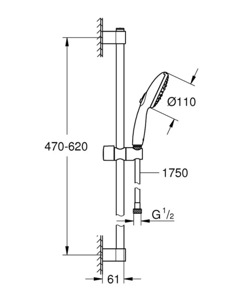 Душевой гарнитур GROHE Tempesta 110 со штангой 60 см, хром (27794003)