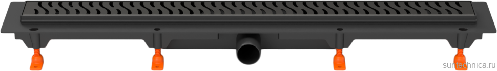 Душевой трап (лоток) MCH Chudej Harmony CH750HC 75 см, решетка матовая черная, с сифоном