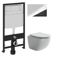 Комплект Унитаз подвесной Ceramicanova Forma CN3009 безободковый + Инсталляция EWRIKA ProLT 0026-2020 + Кнопка 0041 хром