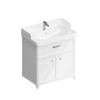 Тумба с раковиной KERAMA MARAZZI Pompei 80 напольная, с ящиком и дверцами, глянцевая белая