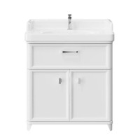 Тумба с раковиной KERAMA MARAZZI Pompei 80 напольная, с ящиком и дверцами, глянцевая белая