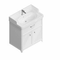 Тумба с раковиной KERAMA MARAZZI Pompei 80 напольная, с ящиком и дверцами, глянцевая белая