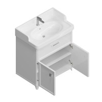 Тумба с раковиной KERAMA MARAZZI Pompei 80 напольная, с ящиком и дверцами, глянцевая белая