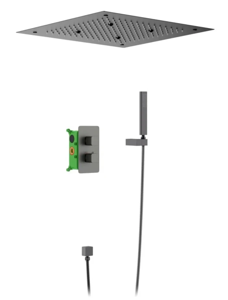 Душевой комплект Timo Petruma SX-5029/18SM С ВНУТРЕННЕЙ ЧАСТЬЮ, с термостатом, черное золото