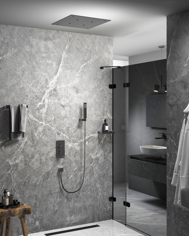 Душевой комплект Timo Petruma SX-5029/18SM С ВНУТРЕННЕЙ ЧАСТЬЮ, с термостатом, черное золото