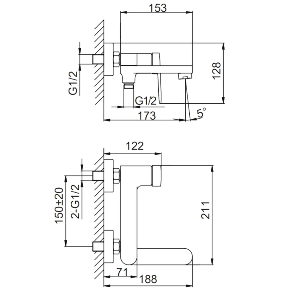 Смеситель для ванны с душем Frap H85 F3285-6 черный