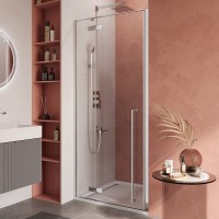 Душевая дверь в нишу Cezares Liner B-12 L 100 см, профиль хром, стекло прозрачное