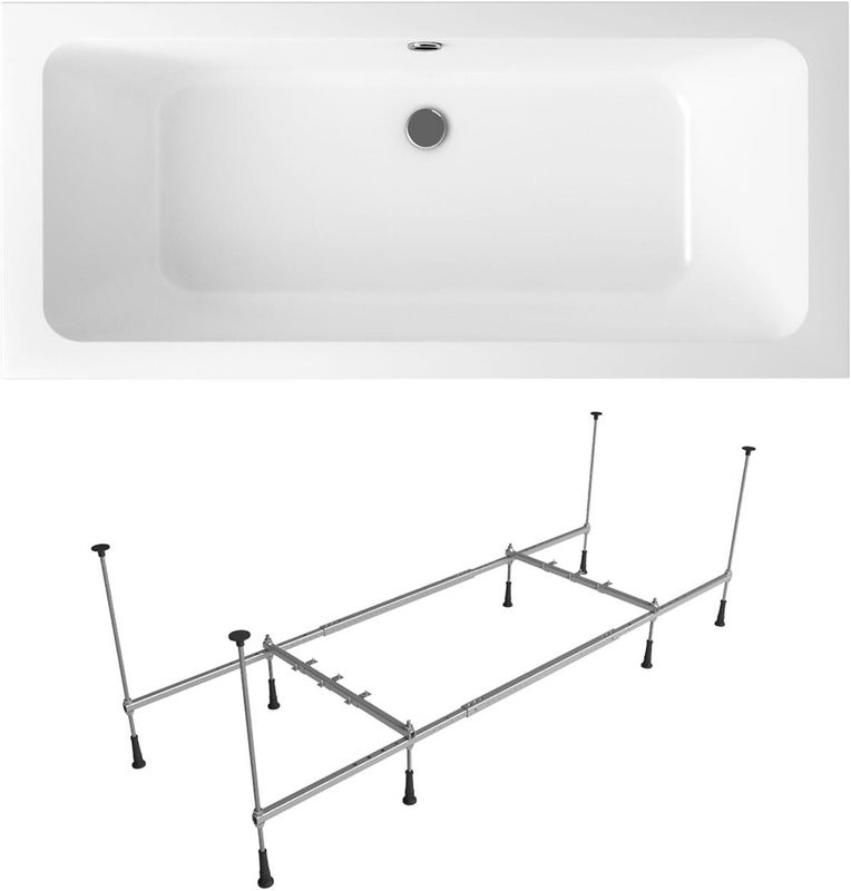 Акриловая ванна Lavinia Boho Pure 180x80 см, встраиваемая, белая, с каркасом