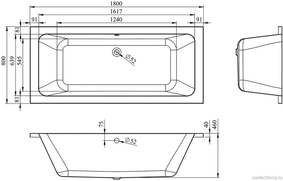 Акриловая ванна Lavinia Boho Pure 180x80 см, встраиваемая, белая, с каркасом