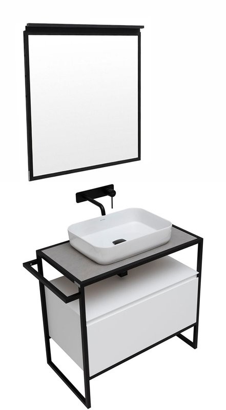 Мебель для ванной комнаты Allen Brau Priority 80 напольная, белый матовый, столешница серый структ