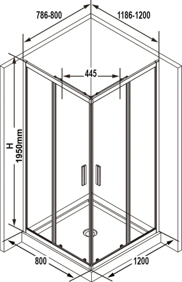 Душевой уголок Ravak Blix Slim BLSRV2K 120x80, профиль черный