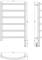 Полотенцесушитель электрический Сунержа Галант 3.1 15-6001-8050 90x55 см, подключение справа, темный титан муар, лесенка
