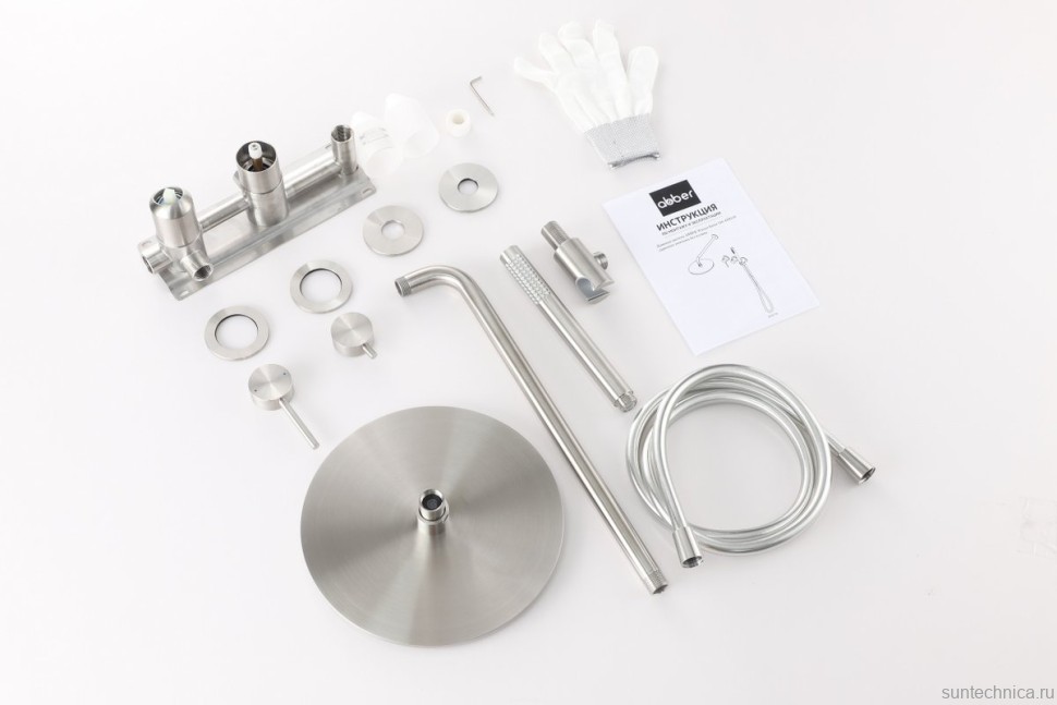 Душевой комплект Abber Wasser Kreis 316 AF8118BST С ВНУТРЕННЕЙ ЧАСТЬЮ, брашированная сталь