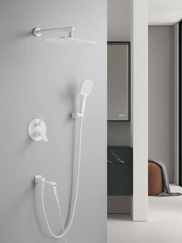 Душевая система / Тропический душ со смесителем встраиваемая Shevanik S4135C, белый