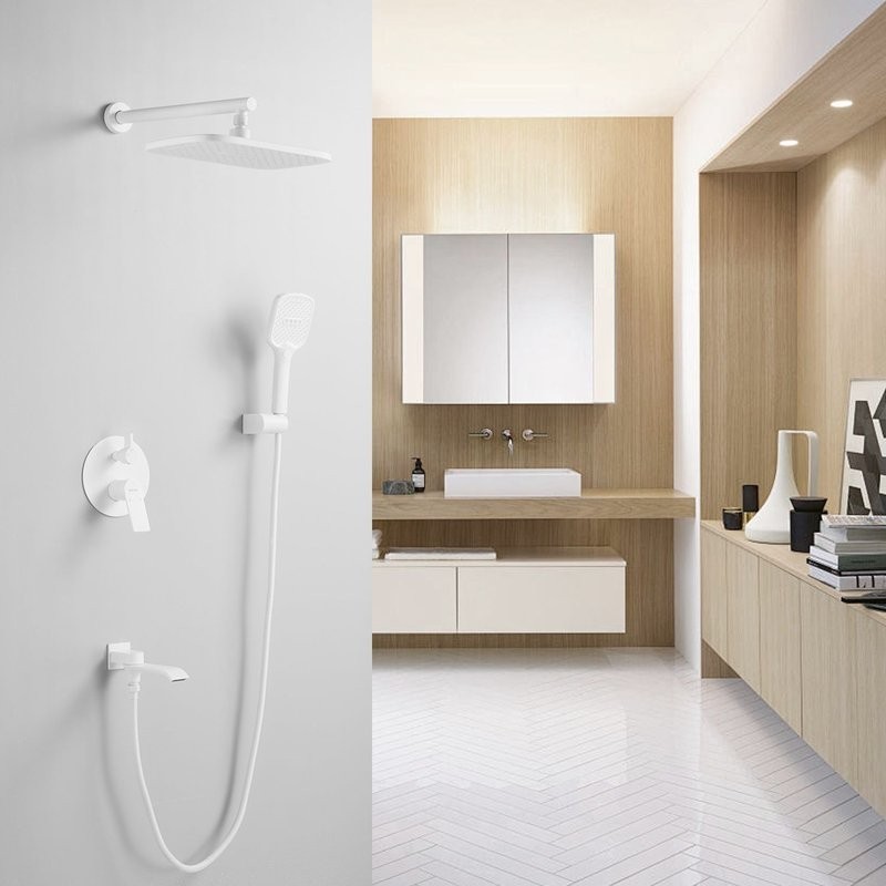 Душевая система / Тропический душ со смесителем встраиваемая Shevanik S4135C, белый