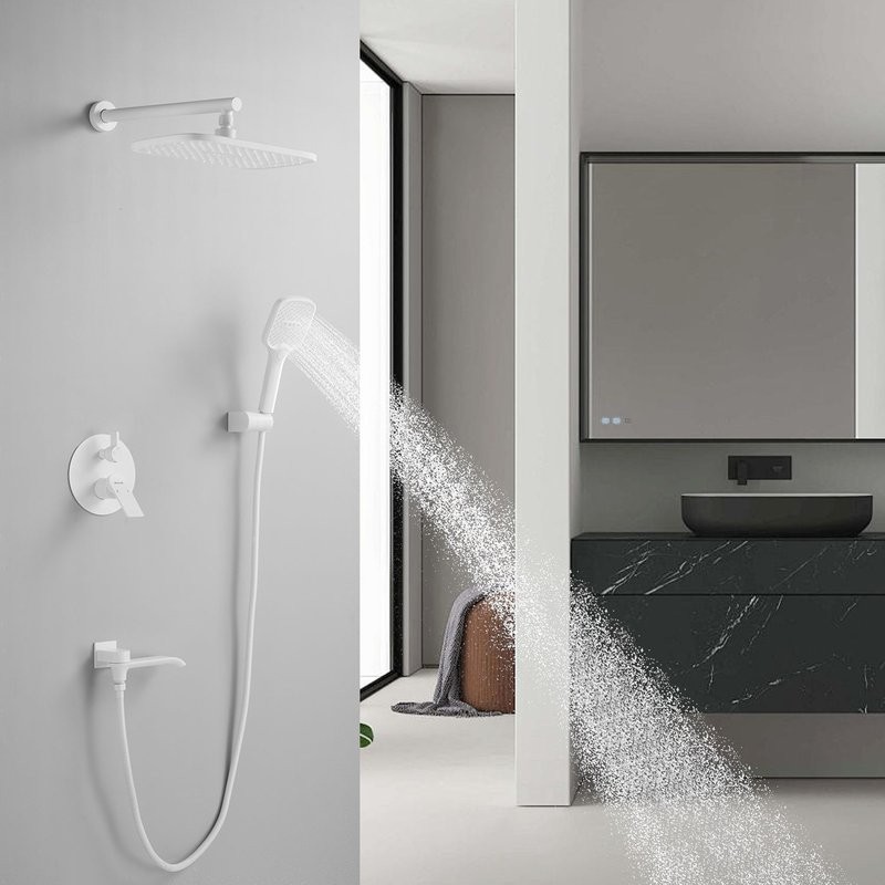 Душевая система / Тропический душ со смесителем встраиваемая Shevanik S4135C, белый