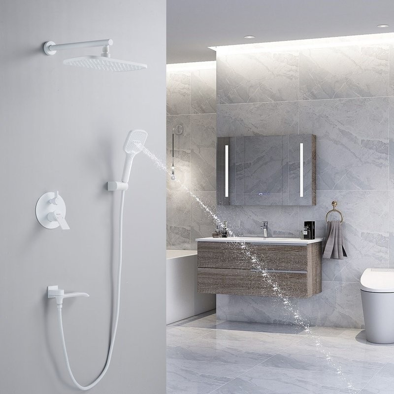 Душевая система / Тропический душ со смесителем встраиваемая Shevanik S4135C, белый