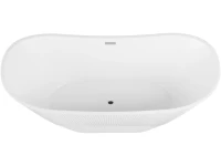 Акриловая ванна Grossman Galaxy GR-2104M 170x75 см, отдельностоящая, белая матовая, овальная, со сливом-переливом, с донным клапаном