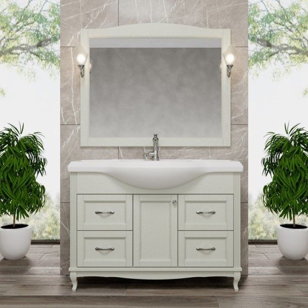 Мебель для ванной комнаты ValenHouse Эллина 120 слоновая кость, 4 ящика, 1 дверца, ручки хром