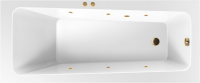Акриловая ванна Excellent Ava Soft 160x70 см, встраиваемая, с гидромассажем, белая, с каркасом, со сливом-переливом, фурнитура золото