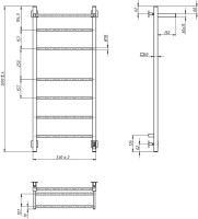 Полотенцесушитель электрический Grota Alto 530х1200 NP EL 120x55 см, подключение справа, слева, скрытое подключение справа, глянцевый хром, лесенка, с полкой