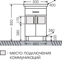 Тумба с раковиной СаНта Дублин 50 с 1 ящиком