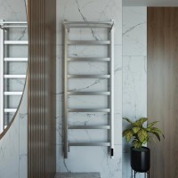 Полотенцесушитель электрический Grota Lore 430х1200 NM EL 120x45 см, подключение справа, слева, скрытое подключение справа, матовый хром, лесенка, с полкой