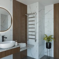 Полотенцесушитель электрический Grota Lore 430х1200 NM EL 120x45 см, подключение справа, слева, скрытое подключение справа, матовый хром, лесенка, с полкой