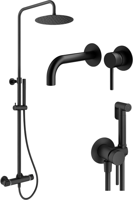 Комплект для ванной Plumberia Selection Ixo KITZXO6302NO210 С ВНУТРЕННЕЙ ЧАСТЬЮ, черный матовый