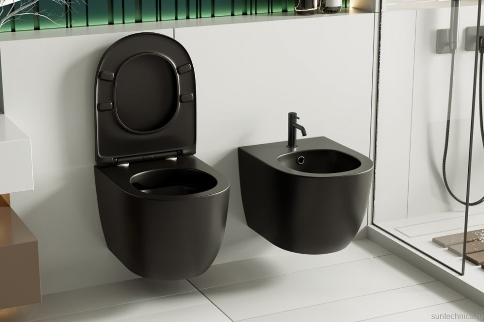 Биде подвесное Abber Bequem AC1150MB матовое черное