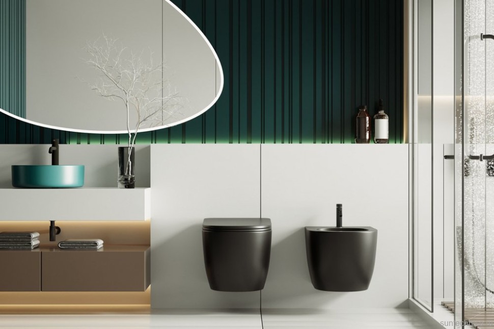 Биде подвесное Abber Bequem AC1150MB матовое черное