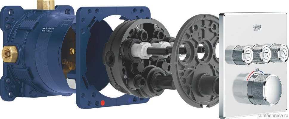 Термостатический смеситель встраиваемый Grohe Grohtherm SmartControl 29126000 для душа, хром