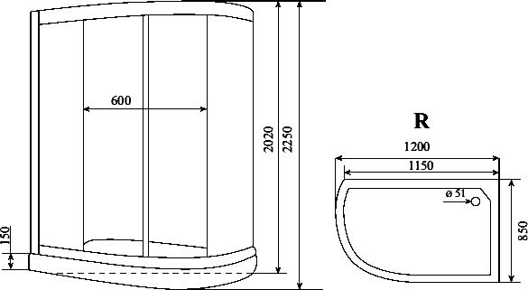 Душевая кабина Timo Standart T-6602SRF Silver Fabric R с низким поддоном