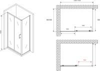 Душевой уголок Abber Schwarzer Diamant AG301305-S605 130x60, профиль хром, стекло прозрачное