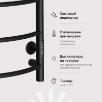 Полотенцесушитель электрический EWRIKA Сафо ПР 80х50, с полкой, черный