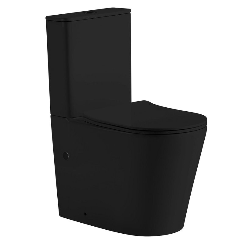 Унитаз-компакт напольный Abber Bequem AC1112TMB безободковый, с микролифтом, черный матовый